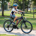 24 Zoll Mountainbike 21 Gang Gabelfederung mit Beleuchtung Jugendfahrrad Aluminium Rahmen