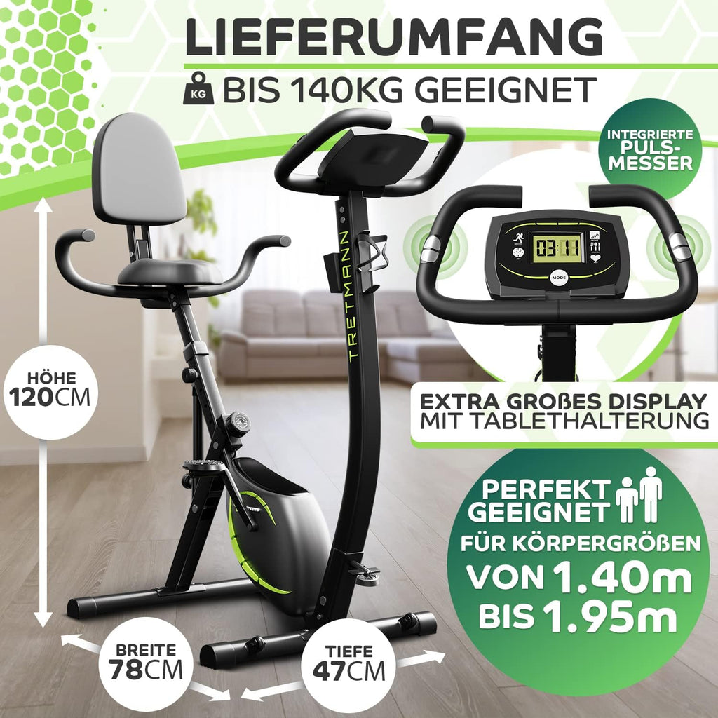 3in1 Heimtrainer Fahrrad klappbar Cyclette Liegeergometer Magnetwiderstand 140 kg Belastbarkeit verstellbarer Sitz