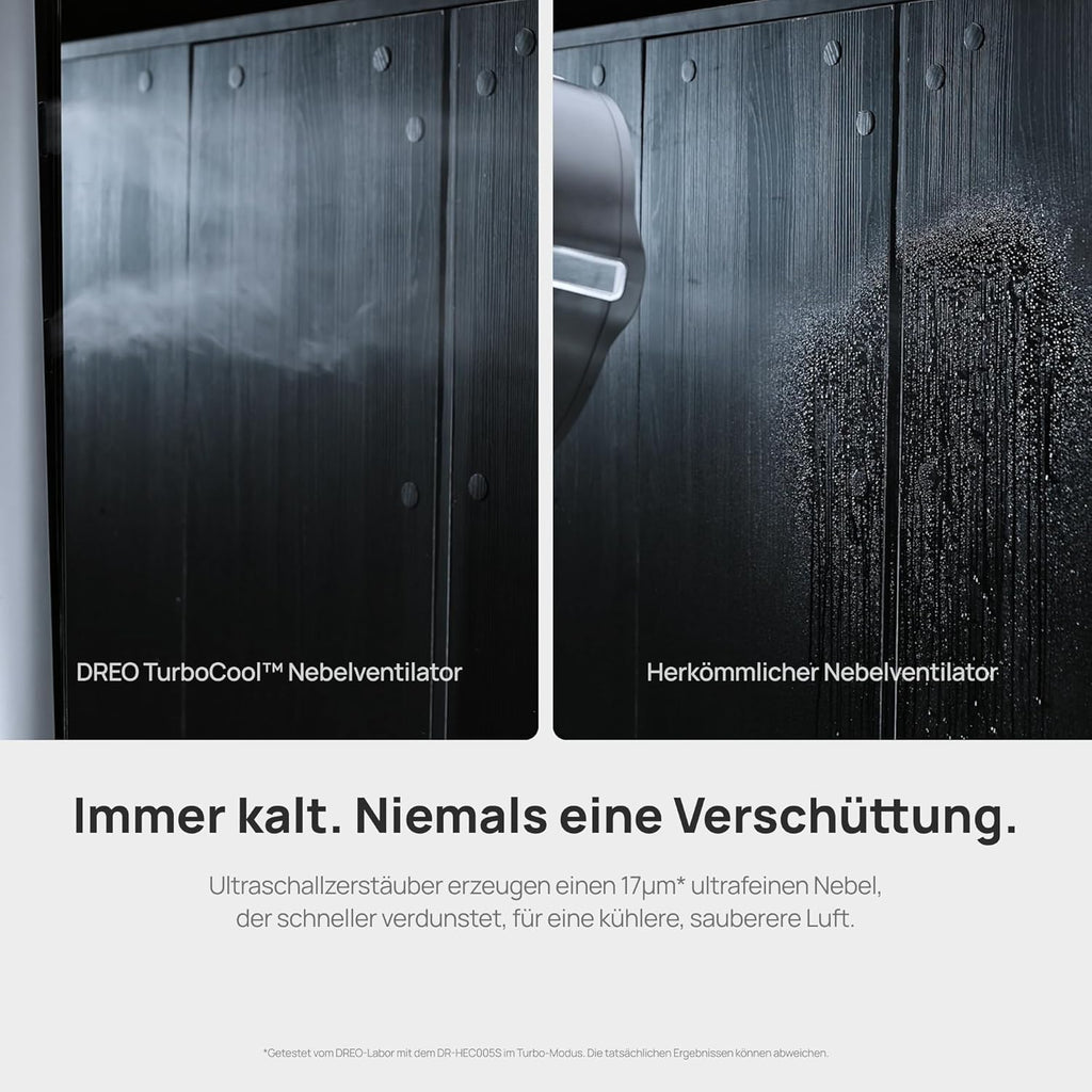 Nebel Turmventilator TurboCool 765S mit Ultraschall WLAN App-Steuerung 6L Tank 90° Oszillation