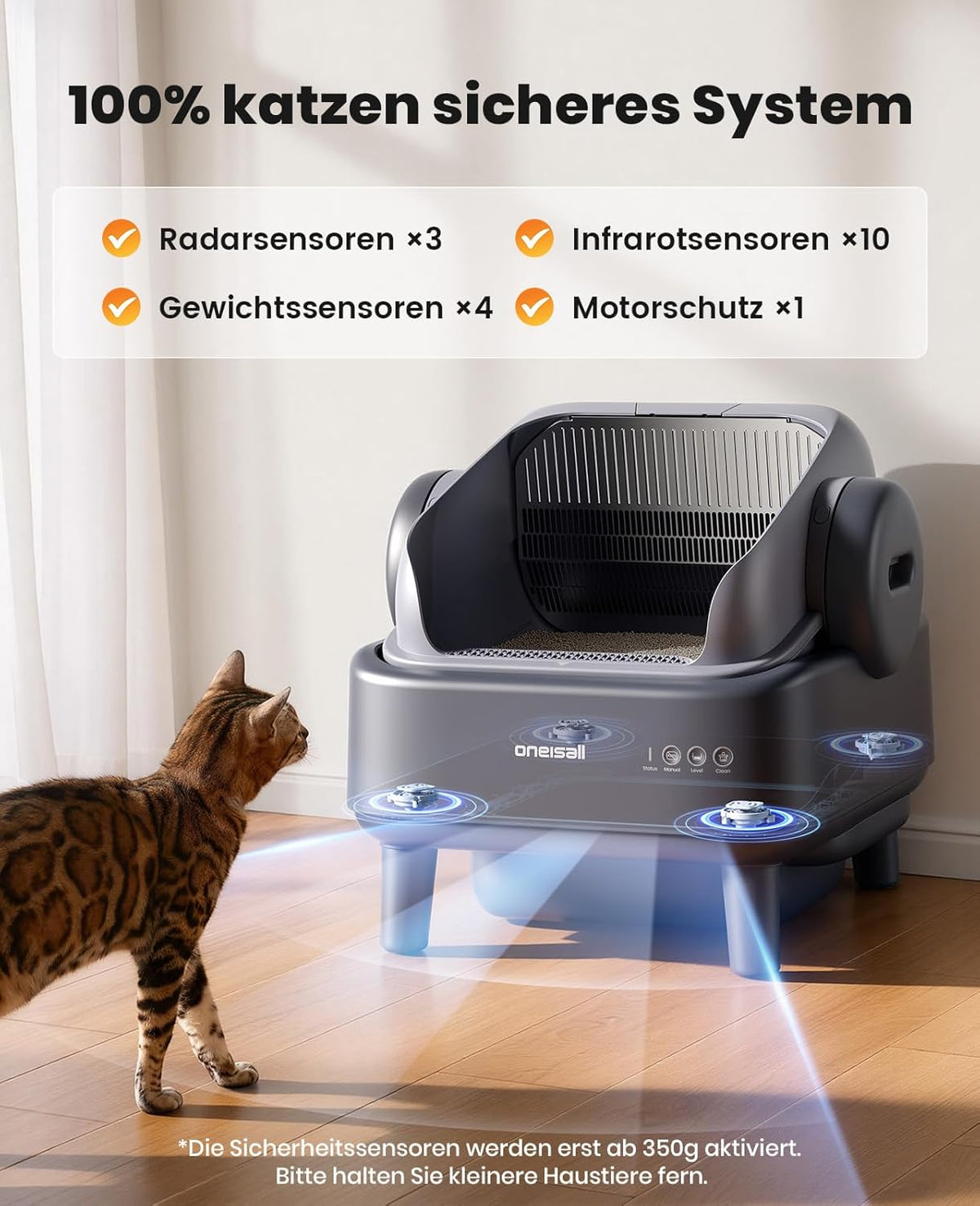 Selbstreinigende Katzentoilette XXL offen Automatik mit EaseClean System manuell automatisch inkl Katzenmatte und 40 Beutel