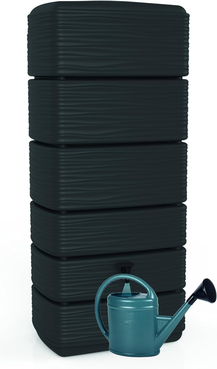 Regenwassertank Wandtank Eco 300 Liter 60x40x137 cm Kunststoff mit Wasserhahn Anthrazit