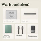 Papier-Tablet Paper Pure 10,3 Zoll E-Ink Schwarz-Weiß-Display WLAN mit Marker Plus und Sleeve Folio
