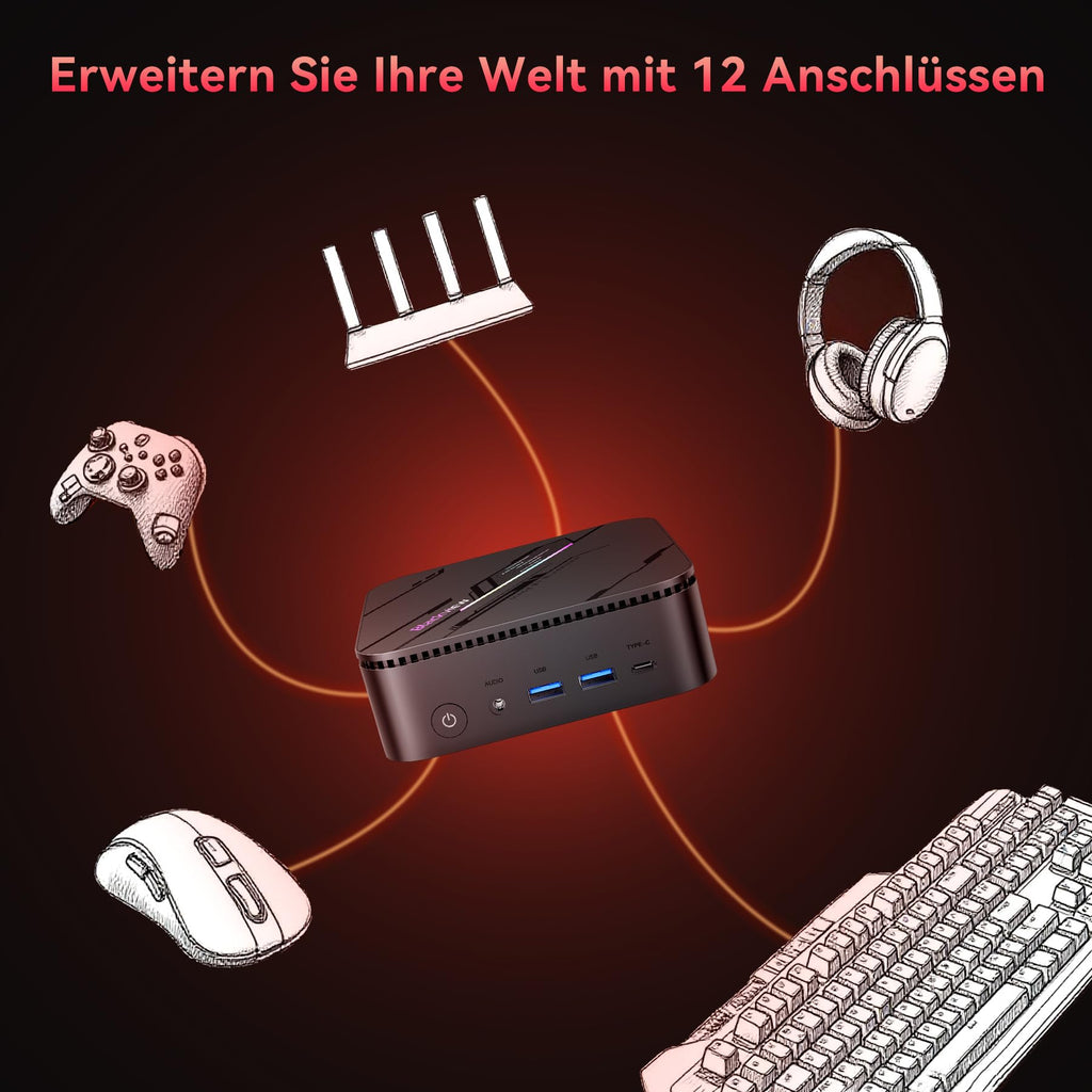 Mini-PC MP100 Pro mit AMD Ryzen 5 7430U 16GB RAM 512GB SSD Windows 11 Pro 4K 144Hz WiFi 6 und Triple-Display