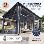 Pavillon 3 x 4 m mit Seitenteilen UV 50+ wasserabweisendes Dach Stahlgestell Dachhaube