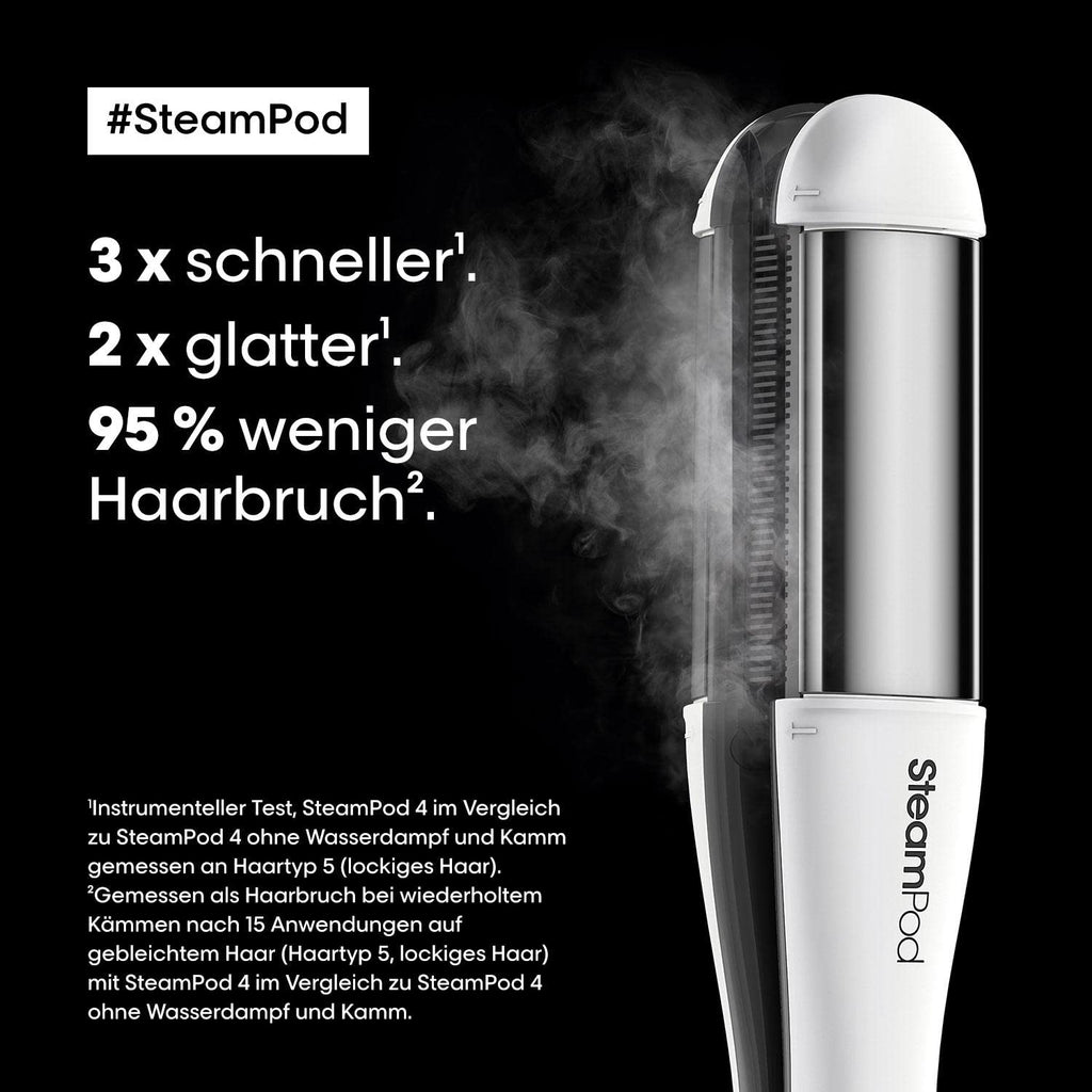 SteamPod 4 Dampfstyler mit Dampftechnologie zum Glätten Locken und Wellen für alle Haartypen mit 3 Kämmen