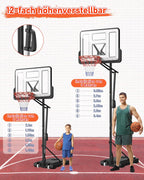 Basketballständer höhenverstellbar LM052 145–305 cm mit 110 x 75 cm Rückwand und Gewichtssack für Innen- und Außenbereich
