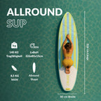Aufblasbares SUP Board 326 cm Double-Layer-Dropstitch 85 cm breit bis 140 kg mit Paddel Pumpe Rucksack Drybag