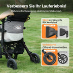 2-in-1 Rollator und Transportstuhl V-RL-Z51-E-BK faltbar aus Aluminium mit Sitz und Outdoor-Reifen bis 136 kg