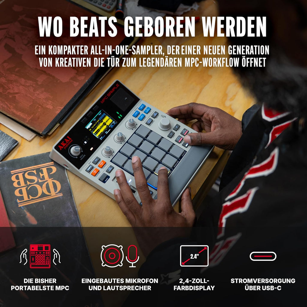 Standalone Sampler Sequenzer und Effektprozessor MPCSAMPLE mit Akku USB-C integriertem Lautsprecher und Mikrofon