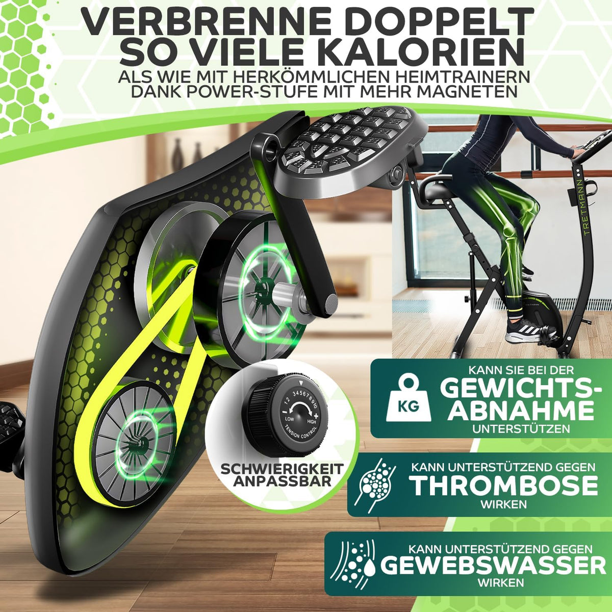3in1 Heimtrainer Fahrrad klappbar Cyclette Liegeergometer Magnetwiderstand 140 kg Belastbarkeit verstellbarer Sitz