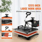 Hitzepresse Transferpresse 38x30cm 8-in-1 1250W 360 Grad Schwenkarm Digital Temperatur- und Zeitsteuerung Sublimation