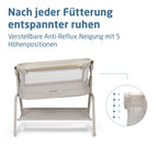 Stubenbett Baby Iora² 5-fach höhenverstellbar mit CloudCore-Matratze 5 cm Easy Slide 2 Rollen Elegance Beige