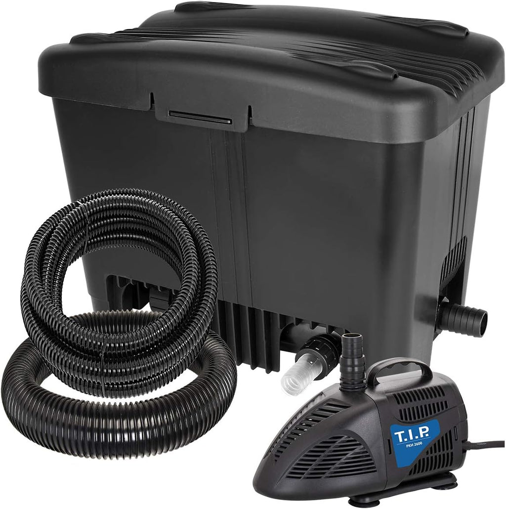 Teichaußenfilter Set 10000 l WDF 10000 UV 11 W mit Pumpe 2600 l/h 35 l Filterbehälter Wet-and-Dry System