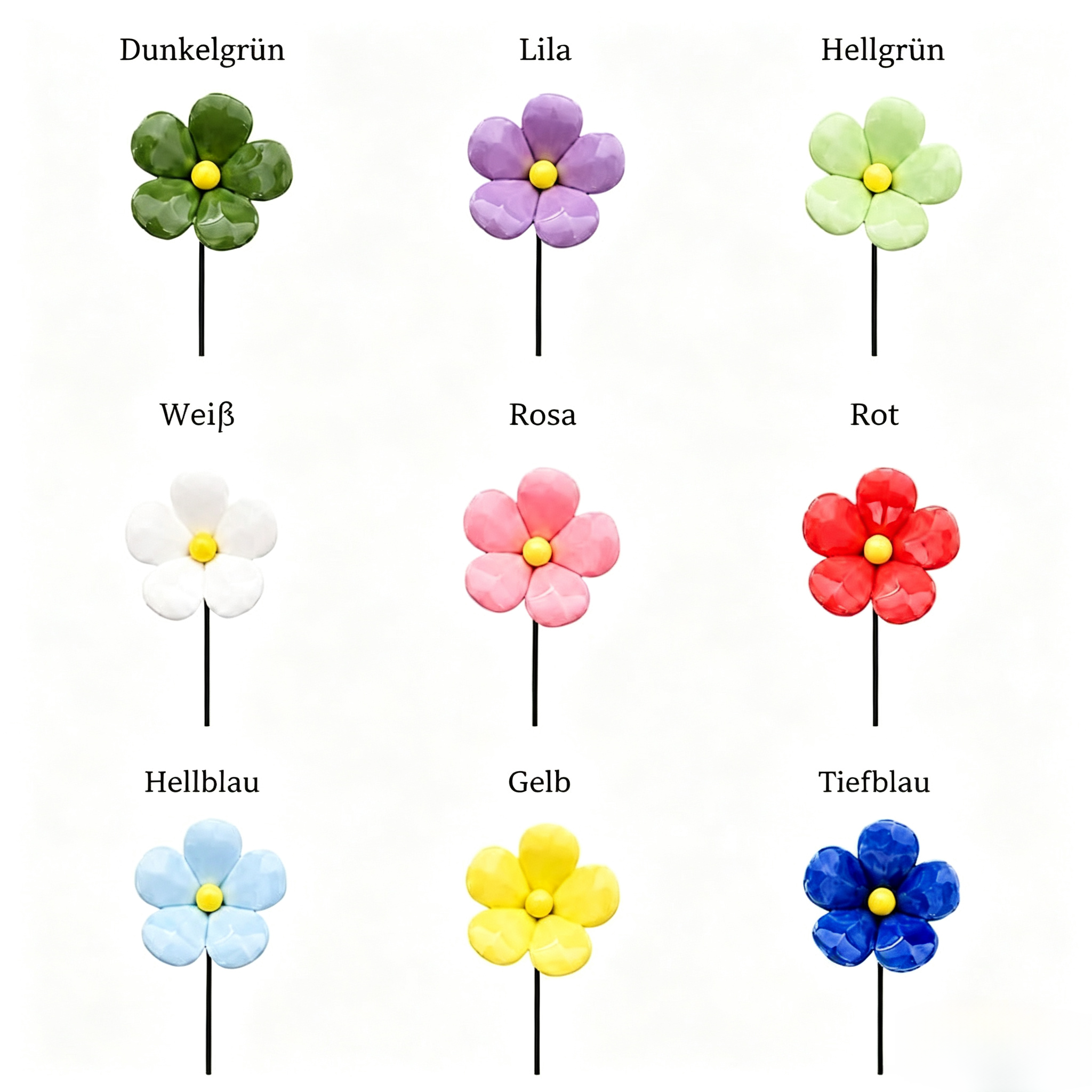 Vergissmeinnicht Keramikblumen, Blauer Blumenstrauß, Handgefertigter Blumendekor
