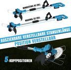 Akku Rasentrimmer Freischneider 4 in 1 21V mit 2 Akkus 12000 U/min 8 Zoll Schnittbreite verstellbarer Griff Winkel