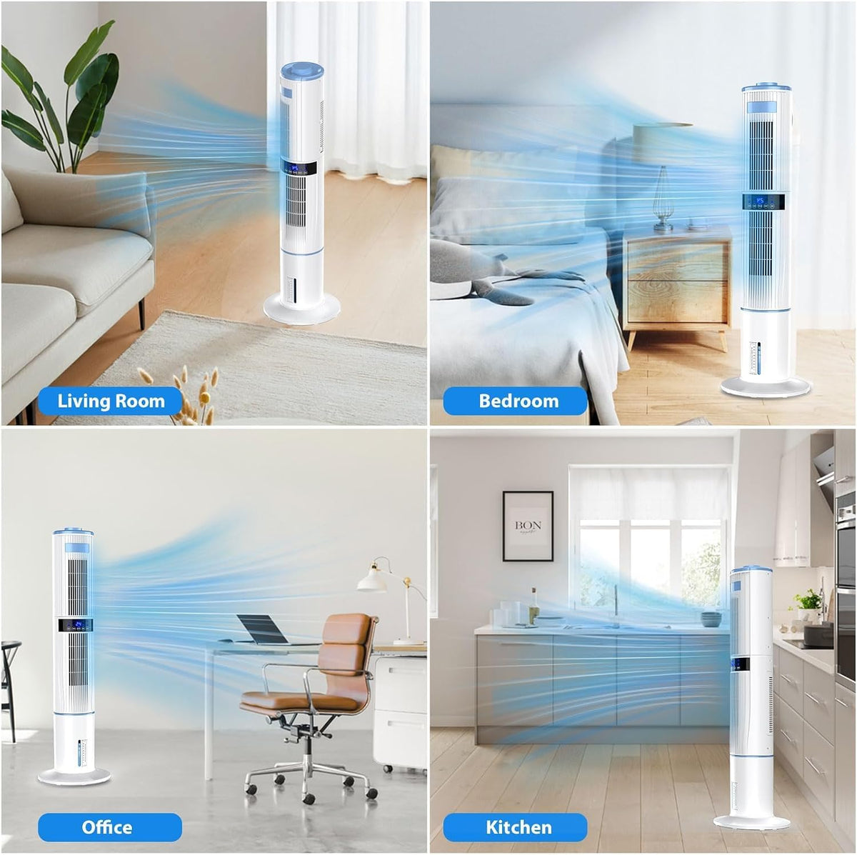 Klimagerät Luftkühler KYS-30-39Y 65 W mit 4 L Wassertank 4 Modi 360° Oszillation und Fernbedienung
