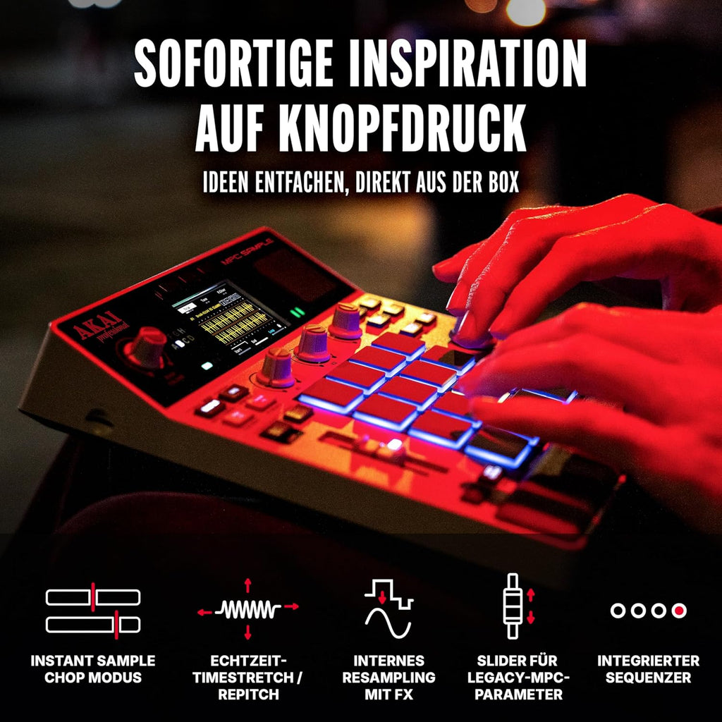 Standalone Sampler Sequenzer und Effektprozessor MPCSAMPLE mit Akku USB-C integriertem Lautsprecher und Mikrofon