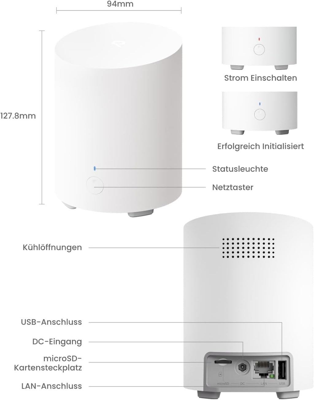 2K WLAN Überwachungskamera Set Home Hub Mini mit 2x Argus PT Lite 360° Schwenkbar Solarpanel KI-Erkennung Akkubetrieb