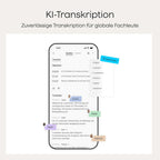 KI Diktiergerät Note Pro Sprachrekorder mit Transkription und Zusammenfassung 64GB Bluetooth 50h Aufnahmezeit