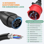 Mobile Wallbox EV Ladegerät 11kW 400V Typ 2 7,6m Kabel 8-16A CEE 3-phasig IP66 App Steuerung Modell