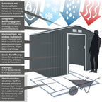 Metall Gerätehaus S200 XXL 277x191x192 cm Gartenhaus Geräteschuppen Satteldach Anthrazit Outdoor