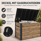 Gartenbox Ontario 870 Liter 147 x 83 x 86 cm aus Kunststoff in Holzoptik mit Gasdruckfedern abschließbar