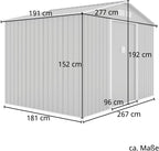 Metall Gerätehaus S200 XXL 277x191x192 cm Gartenhaus Geräteschuppen Satteldach Anthrazit Outdoor
