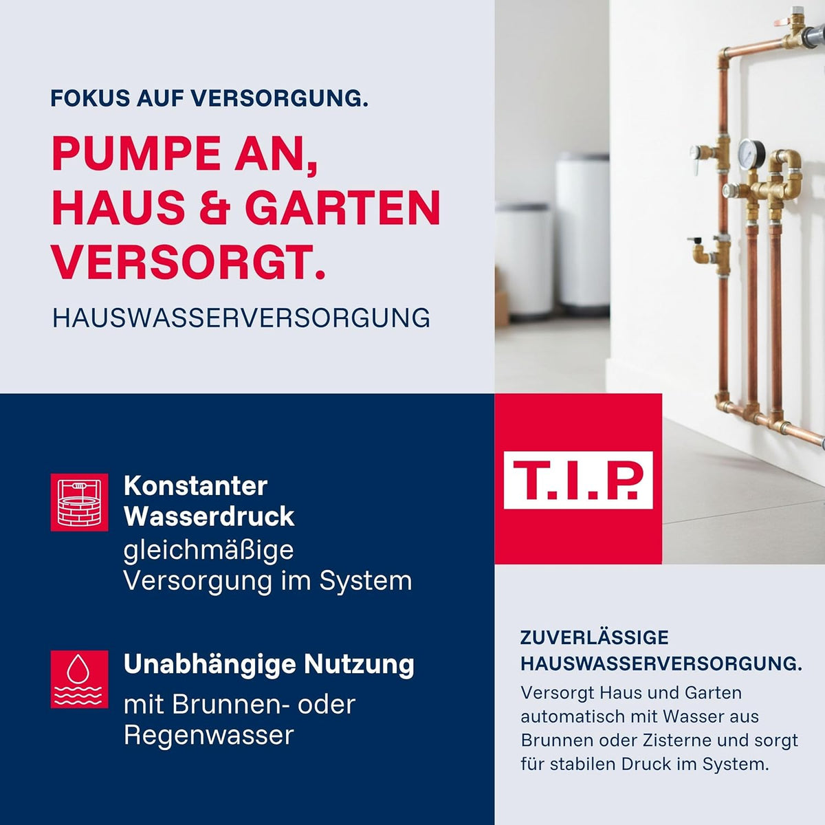 Hauswasserwerk HWW 4500 INOX 1200W 4350 l/h 50m Förderhöhe 5 bar 22L Edelstahl-Druckkessel mit Manometer