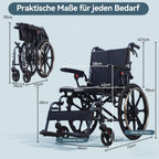 Rollstuhl Faltbar Leicht M4 11kg Aluminium Doppelpolster Stoßdämpfende Räder Abnehmbare Armlehnen Vollgummi Reifen