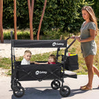 Faltbarer Bollerwagen mit Dach SS5050 110L PU Räder mit Bremsen 100kg Traglast Schiebegriff Kinder Transportwagen