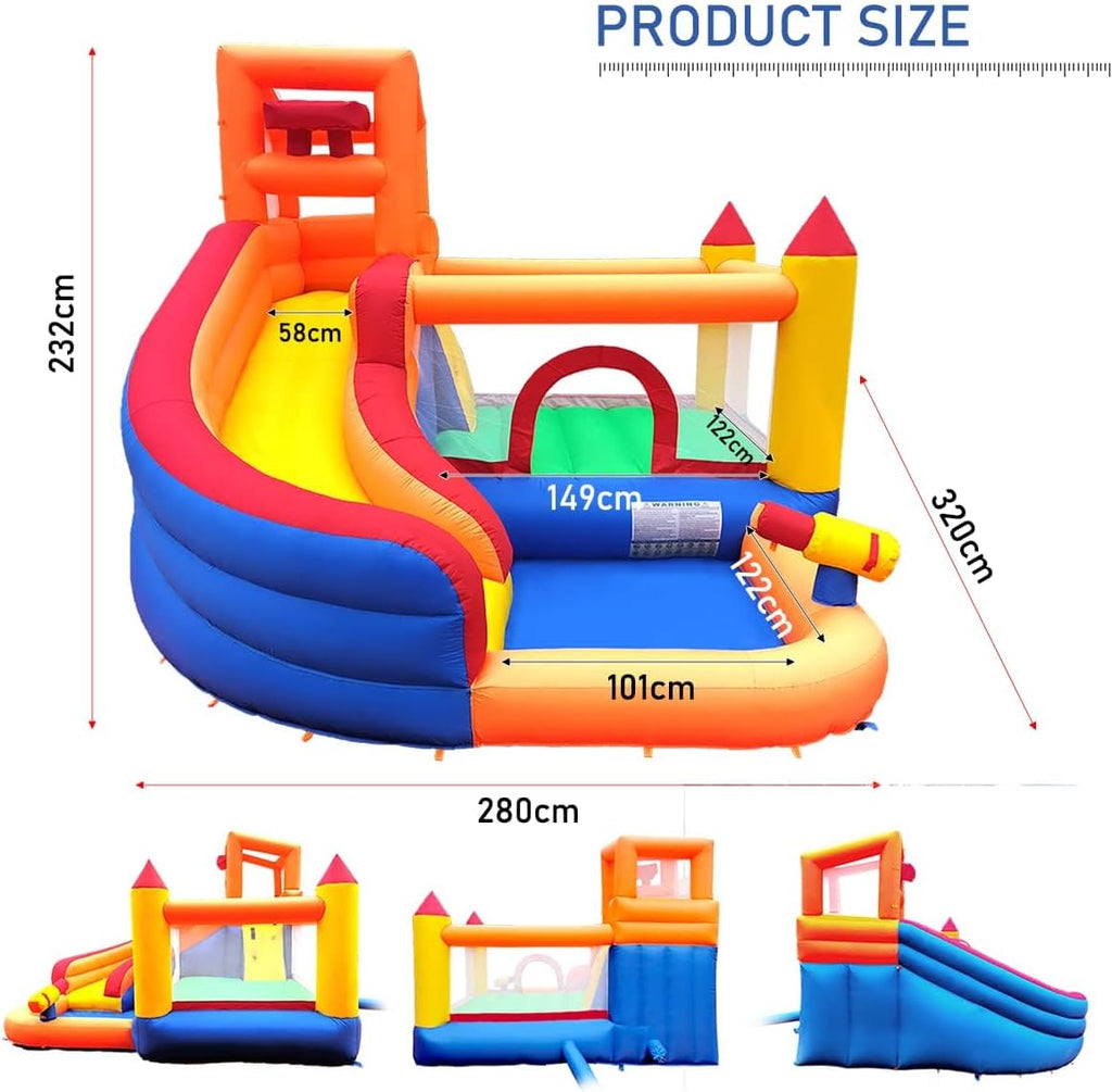 Aufblasbare Hüpfburg Wasserrutsche mit Gebläse 320x280x232 cm Kinder Outdoor Wasserpark Spielplatz
