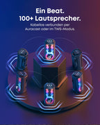 Party-Lautsprecher mit Karaoke Rave 3S A31A3 200W Bluetooth 12h Akku 2 kabellose Mikrofone