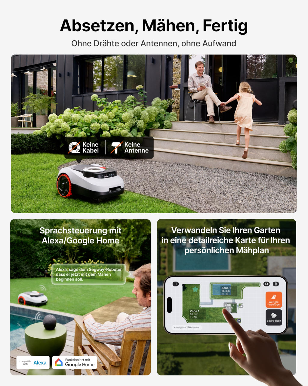 Mähroboter i208 LiDAR mit Garage M für 800 m² ohne Begrenzungskabel LiDAR Vision Navigation 45% Steigung 4G App-Steuerung