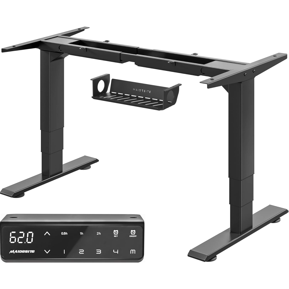 Elektrisches höhenverstellbares Tischgestell T2 Pro Plus Dualmotor 3-stufig 62-125cm 160kg Schwarz Stahl USB
