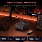 Mini-PC MP100 Pro mit AMD Ryzen 5 7430U 16GB RAM 512GB SSD Windows 11 Pro 4K 144Hz WiFi 6 und Triple-Display