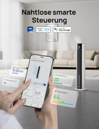 Turmventilator Verdunstungskühler 110 cm 4 Geschwindigkeiten 4 Modi App Steuerung 80° Oszillation 12h Timer DR-HEC002S