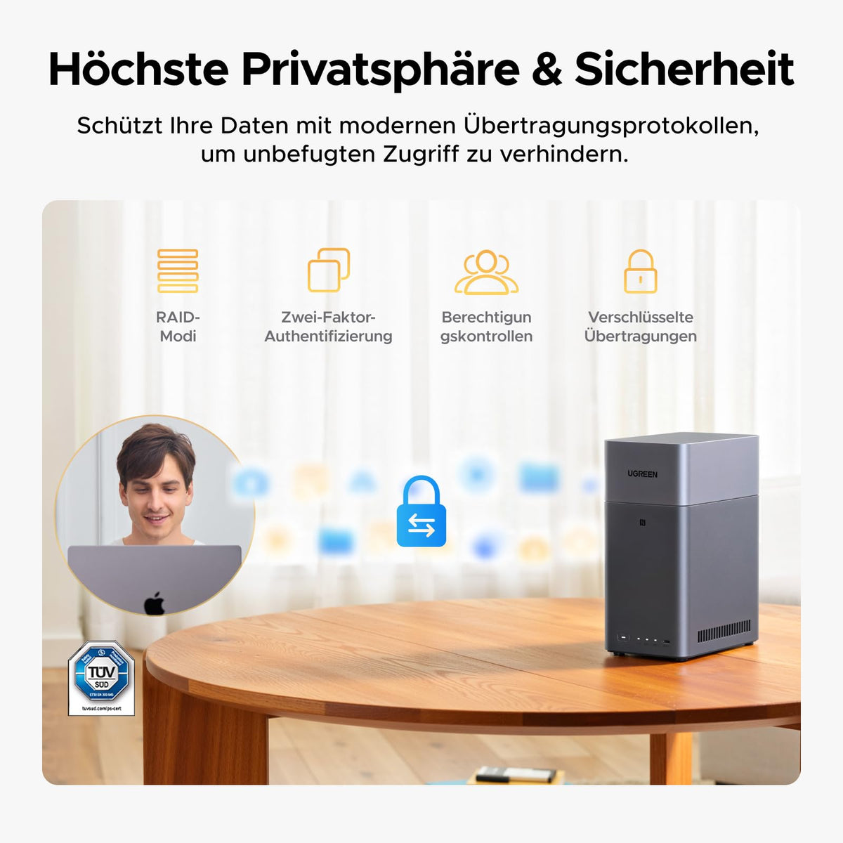 2-Bay NAS DH2300 8-Core RK3576 4GB LPDDR4X 1GbE 4K HDMI NFC KI-Fotoalbum ohne HDD für Smartphone-Backups und Dateifreigabe