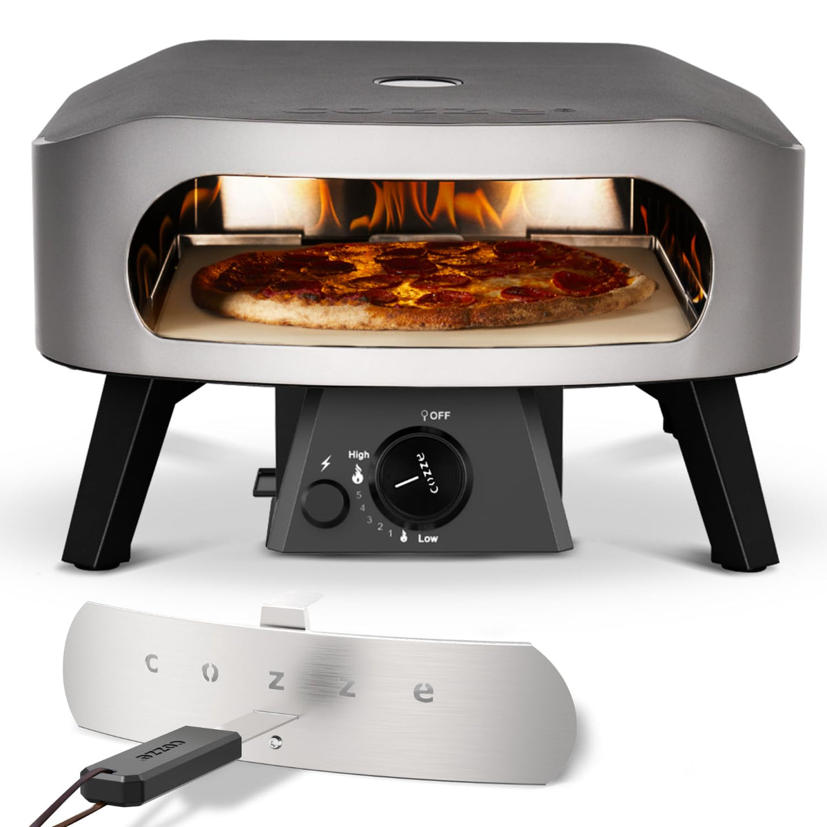 Pizzaofen Gas 13 Zoll 6 kW 50 mbar Modell 90860 mit Regulator und Pizzastein 50 x 50 x 29,5 cm