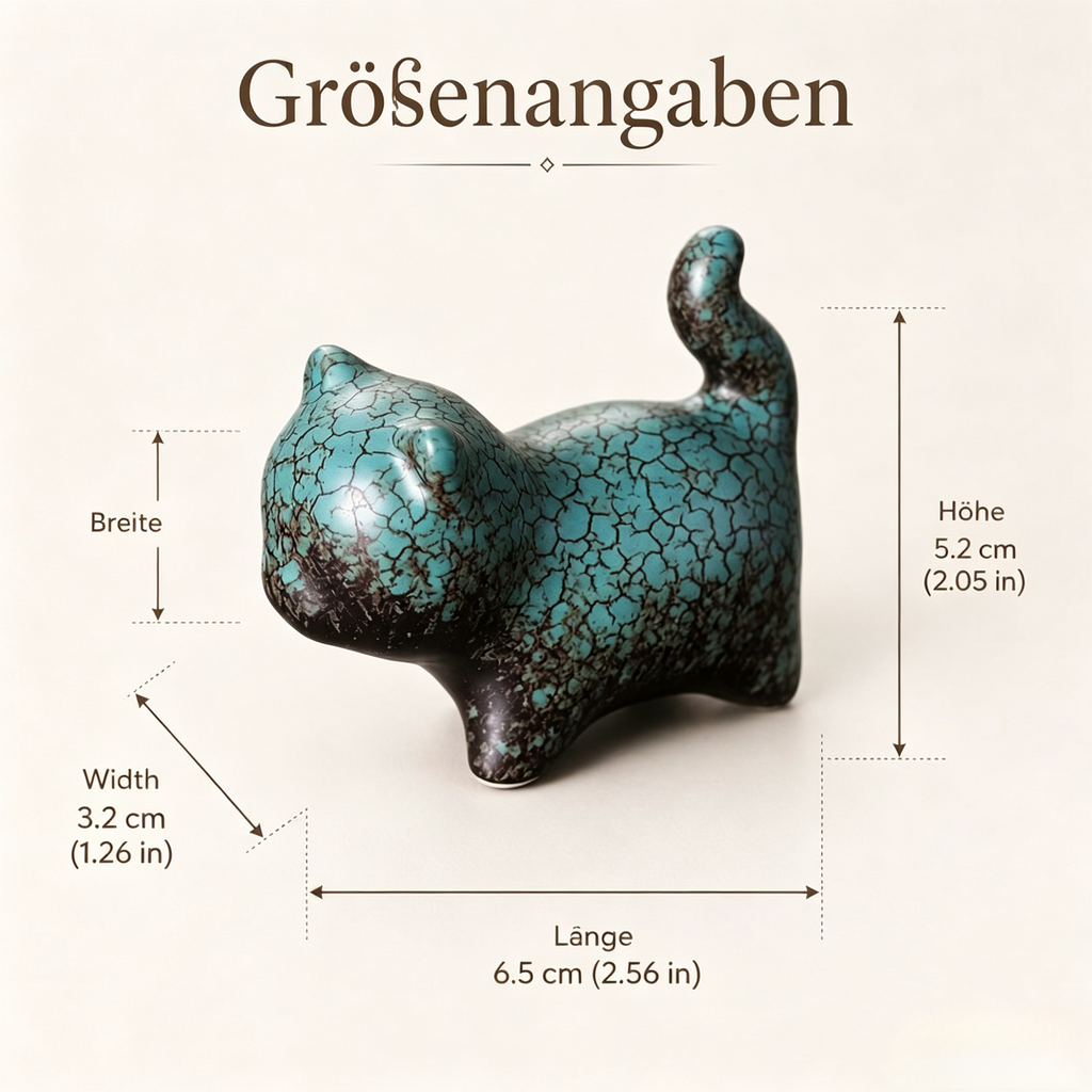 Keramik Katzenfigur Dekorset, Schreibtisch Regal Akzent Verzierung, handgemacht, 6,5 cm, für Katzenliebhaber