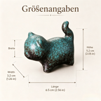 Keramik Katzenfigur Dekorset, Schreibtisch Regal Akzent Verzierung, handgemacht, 6,5 cm, für Katzenliebhaber