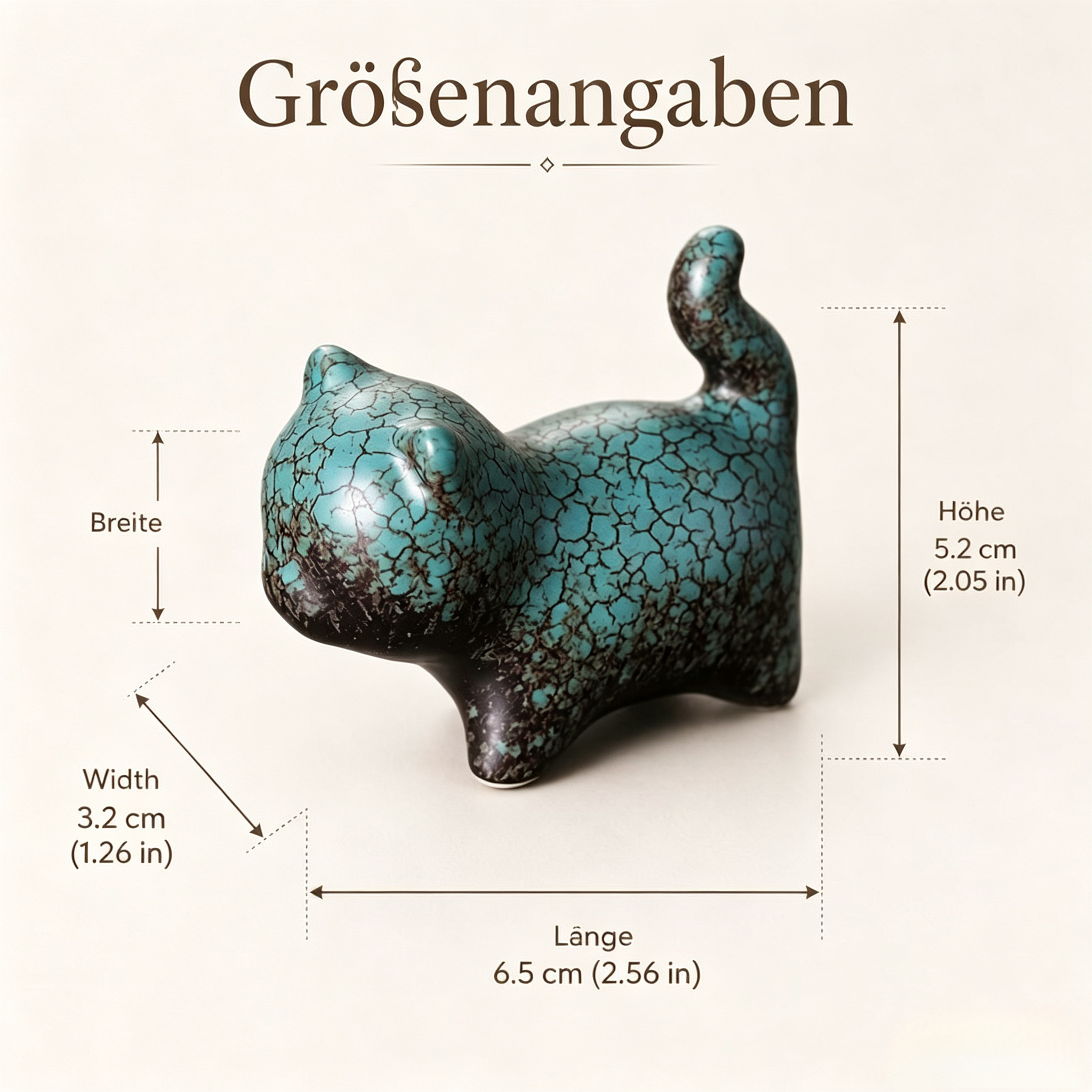 Keramik Katzenfigur Dekorset, Schreibtisch Regal Akzent Verzierung, handgemacht, 6,5 cm, für Katzenliebhaber