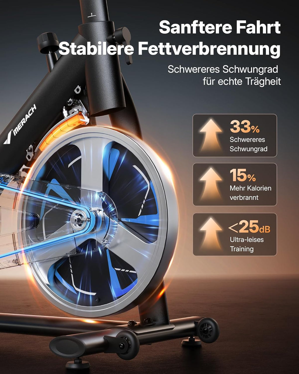 Heimtrainer Fahrrad MR-S36 mit Magnetbremssystem 8kg Schwungrad 8 Widerstandsstufen App-Konnektivität bis 150kg