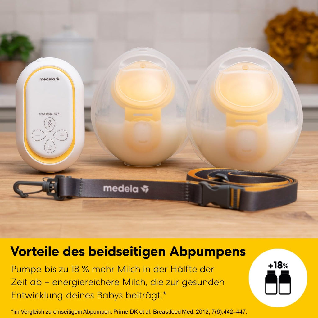 Freestyle Mini Hands-free elektrische Doppelmilchpumpe tragbar mit Auffangschalen wiederaufladbarem Akku und USB-C