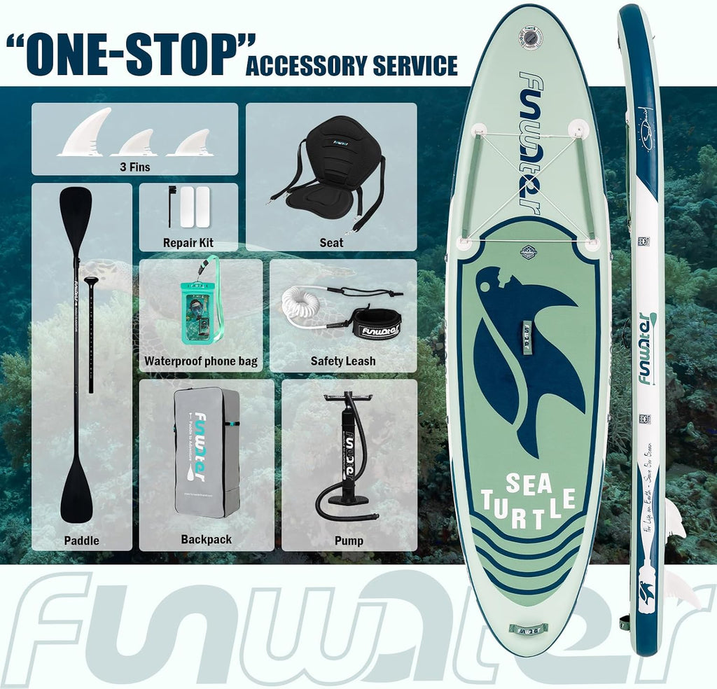 Stand Up Paddle Board 320 cm SUP aufblasbar für 1–2 Personen mit Zubehör Set PVC Doppelkammer stabil