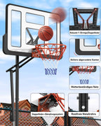 Basketballständer höhenverstellbar LM052 145–305 cm mit 110 x 75 cm Rückwand und Gewichtssack für Innen- und Außenbereich