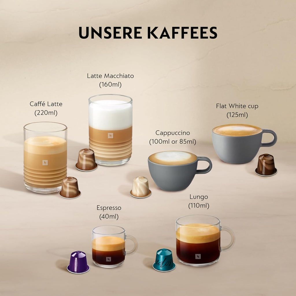 Kapsel Kaffeemaschine Gran Lattissima EN640.B mit Milchsystem 19 Bar 1 Liter 9 Getränkeprogramme Schwarz