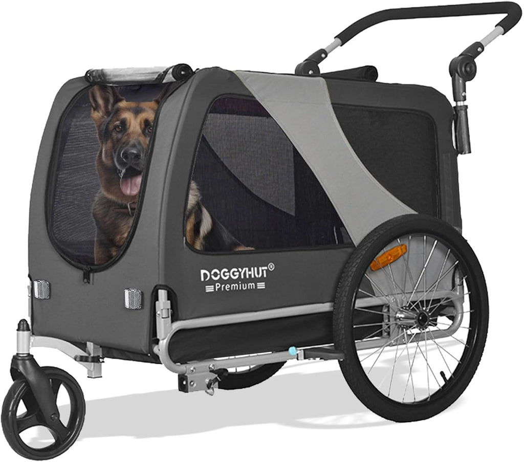 Hundefahrradanhänger 2 in 1 Jogger bis 45 kg faltbar mit 90 x 56 x 63 cm Kabine