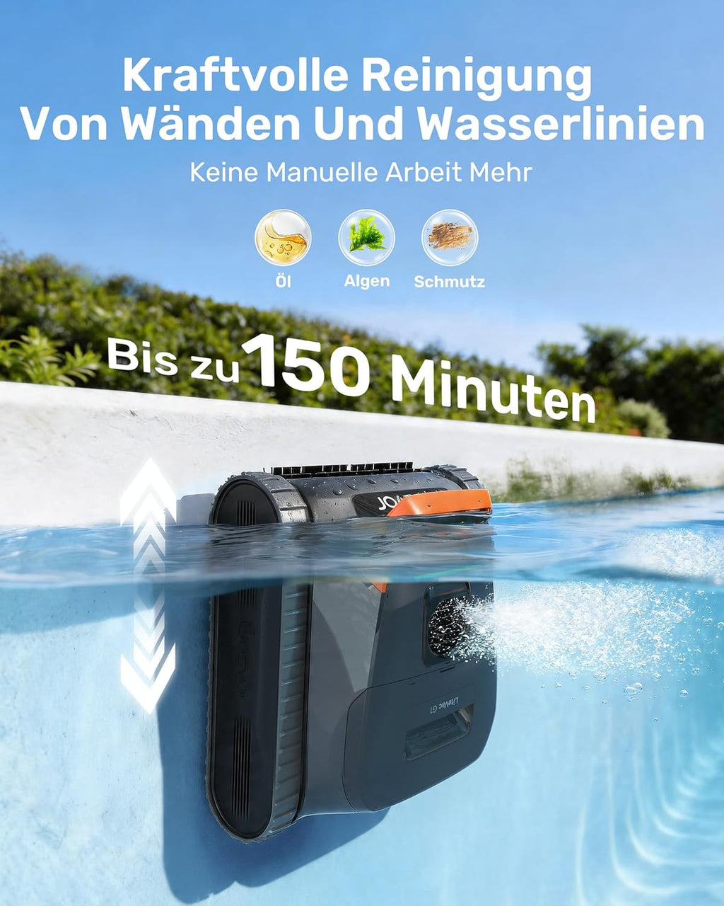 Poolroboter Akku Wand und Boden Reinigung LiteVac G1-GS 4-in-1 für Pools bis 200 m² mit 200 Min Laufzeit und 3µm Filter