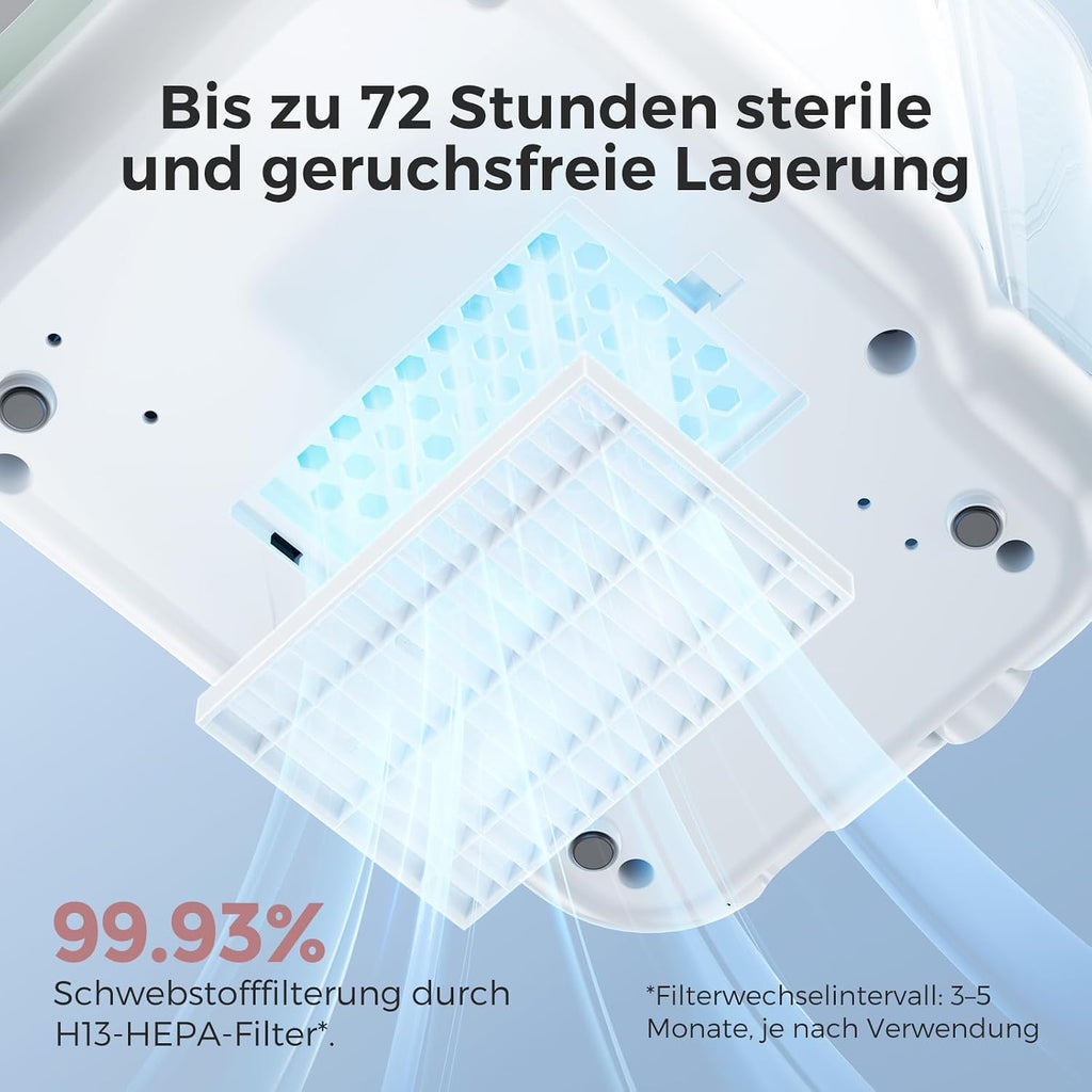 Flaschenreiniger Sterilisator und Trockner BS03 KleanPal Pro für Babyflaschen Pumpsets 9 Modi inkl 60 Reinigungstabletten