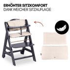 Babyhochstuhl Beta+ Newborn Set Deluxe mit Bouncer Essbrett und Sitzpolster aus Buchenholz bis 90 kg